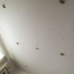 部屋全面ダウンライト。明かりが部屋全体に行きわたらず、全部つけても暗いお家
